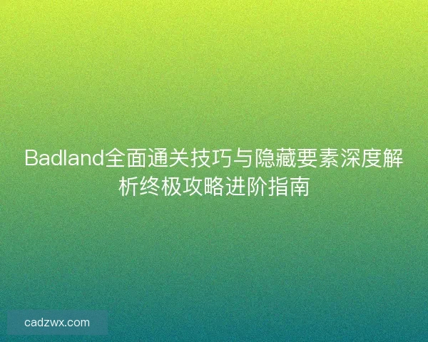 Badland全面通关技巧与隐藏要素深度解析终极攻略进阶指南