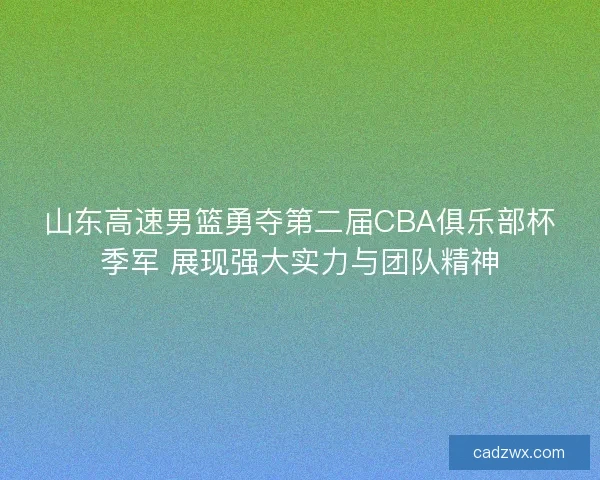 山东高速男篮勇夺第二届CBA俱乐部杯季军 展现强大实力与团队精神